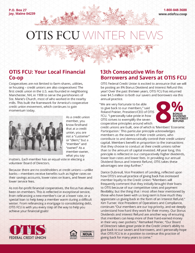 Updates OTIS FCU Maine Credit Union