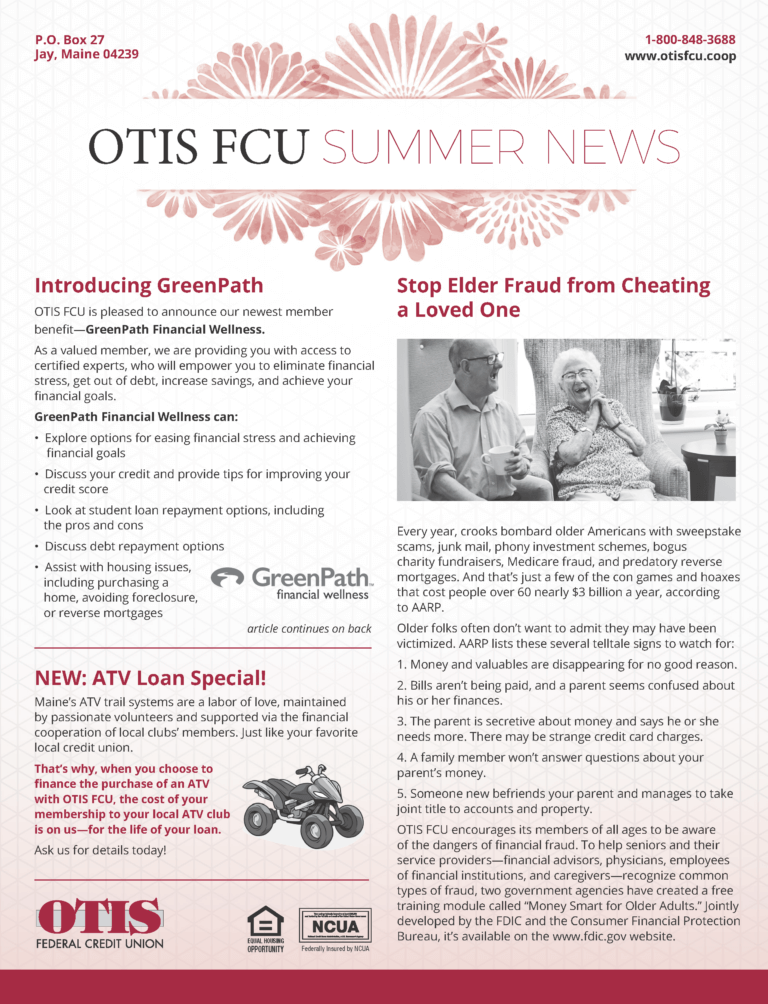 OTIS Summer 2019 Newsletter OTIS Federal Credit Union Maine Credit 