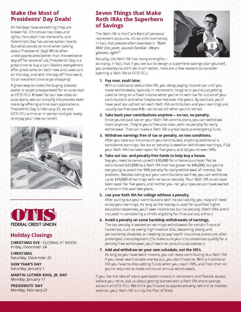 OTIS Winter Newsletter 2021 OTIS Federal Credit Union Maine Credit 