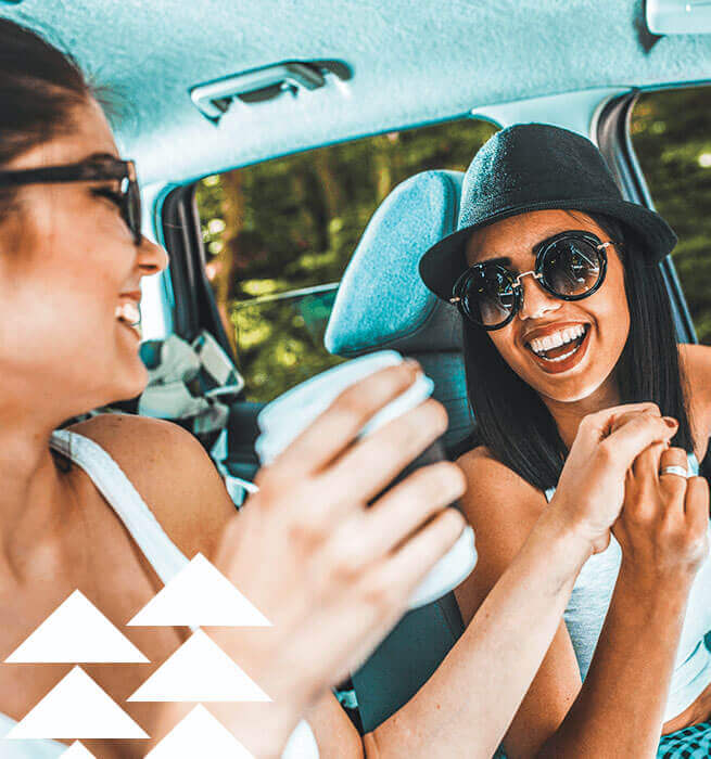 young women in car