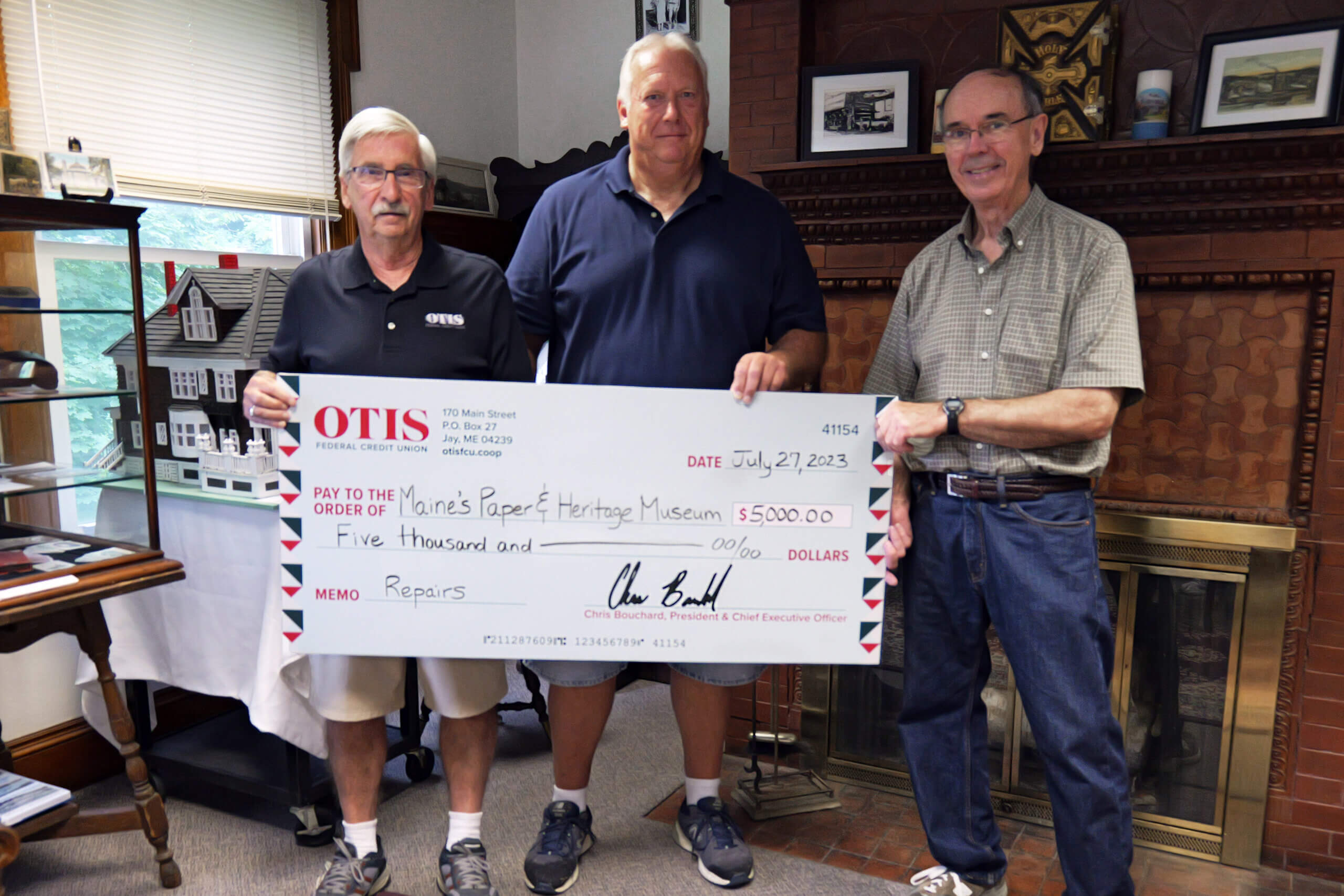 OTIS FCU Donates to Maine's Paper Museum Maine Credit Union